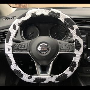 Cow print steering wheel cover
